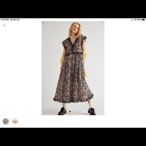Free People Milania Maxi Dress Black Multicolor XL